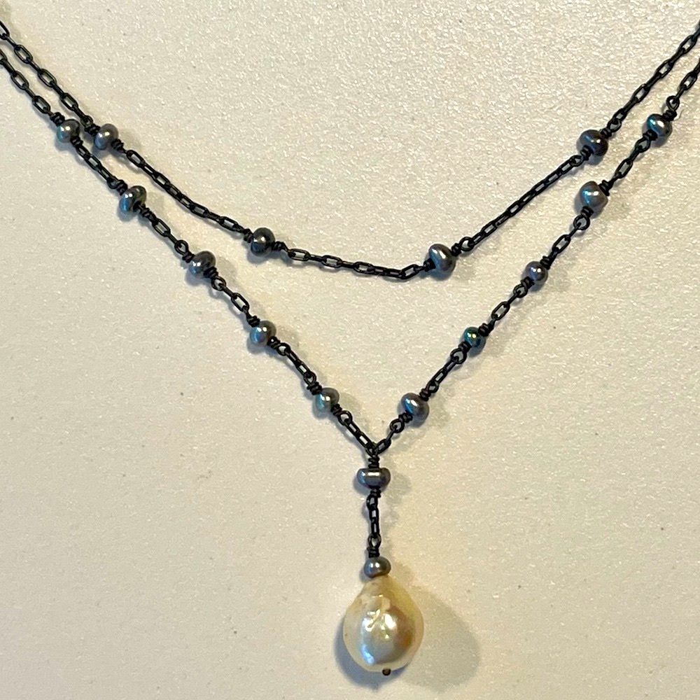 RARE! Vintage 1990’s Ten Thousand Things Double Strand Tahitian Pearl Necklace
